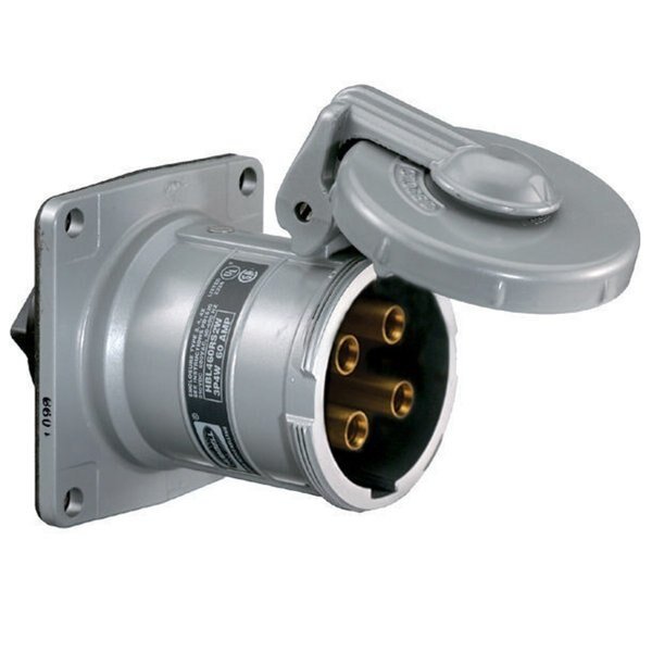 Heavy Duty Products, Insulgrip Pin and Sleeve Devices, Industrial Grade, Female, Receptacle, 60A 600V AC, 3- Pole 4-Wire Grounding Style 1 and Black, Hubbell Wiring Device-Kellems, Mfr#: HBL560RS1WR